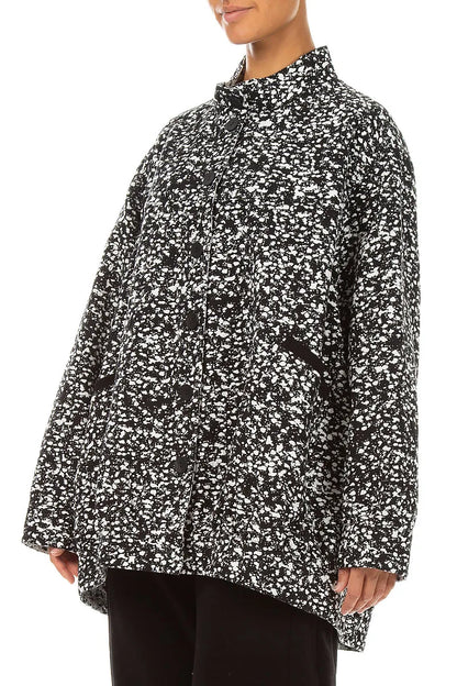 Reversible Speckled Black White Cotton Jacket Coat
