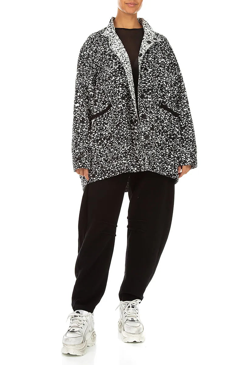Reversible Speckled Black White Cotton Jacket Coat