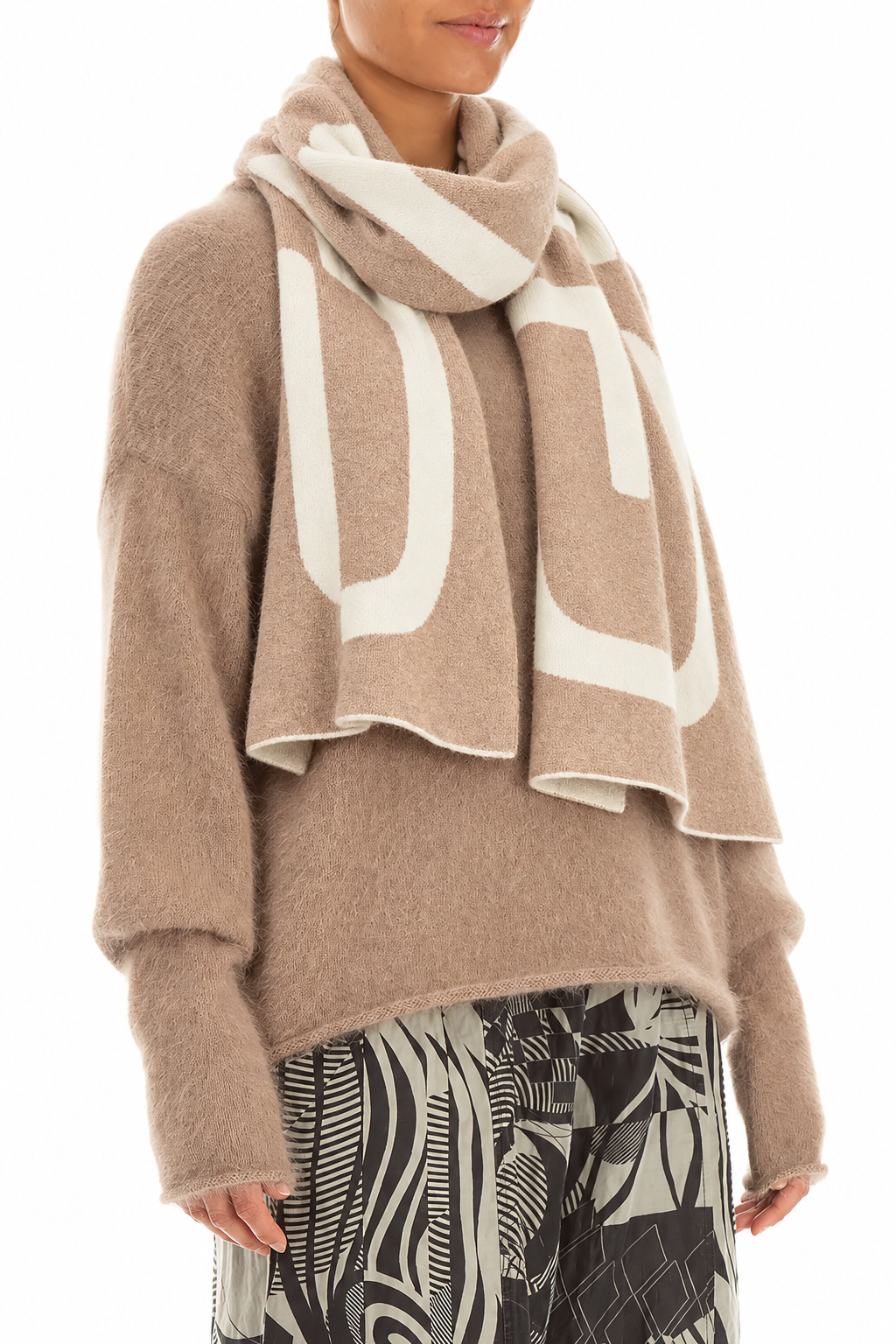 Reversible Taupe Soft Wool Scarf 3