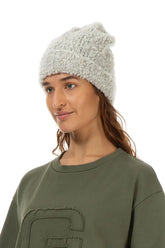 Ribbed Cuff Mélange Pearl Alpaca Wool Beanie Hat 1
