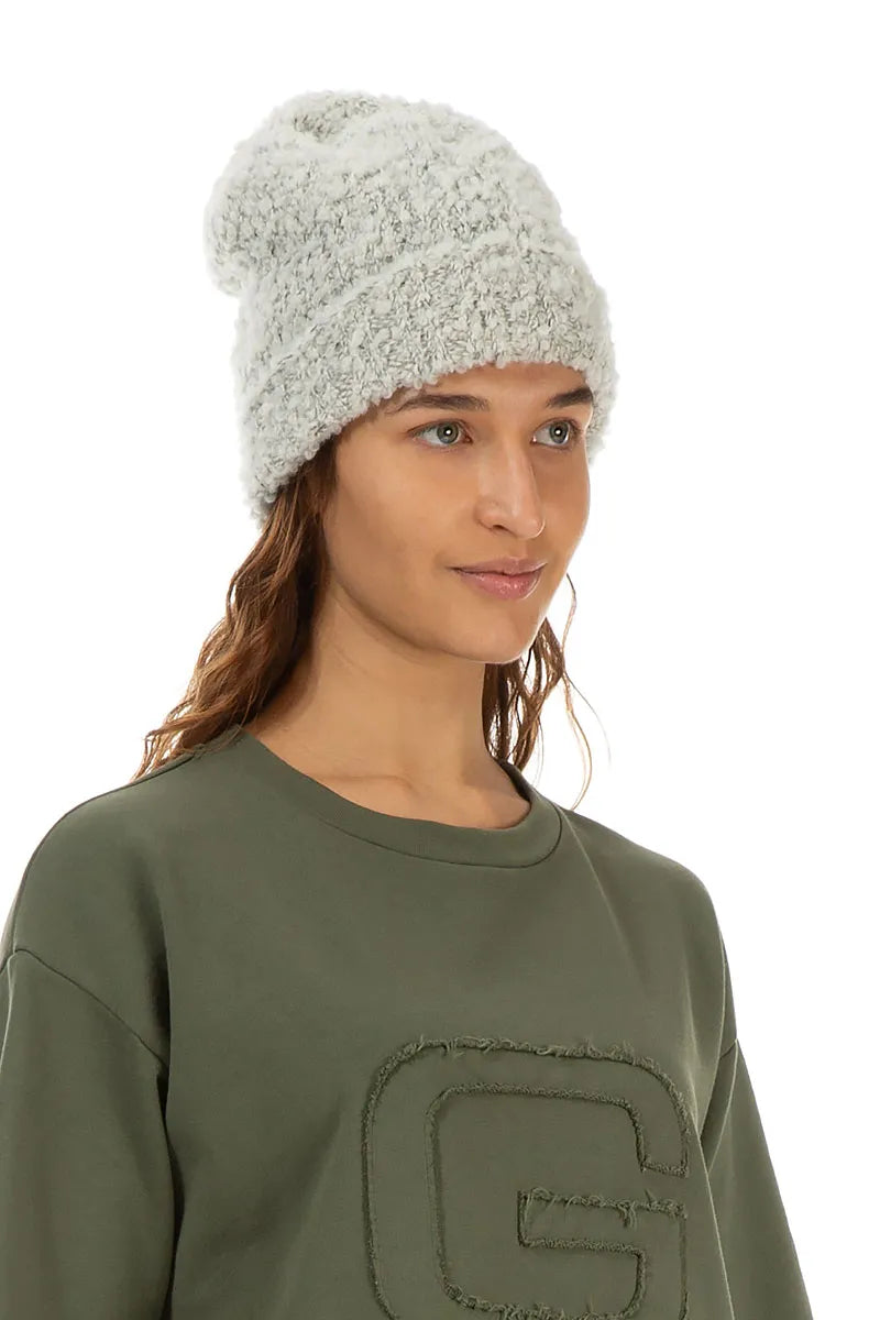 Ribbed Cuff Mélange Pearl Alpaca Wool Beanie Hat 3