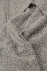Ribbed Hem Light Brown Wool Cardigan 6