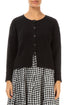 Ribbed Hem Black Linen Cardigan 1
