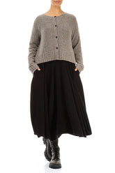 Ribbed Hem Light Brown Wool Cardigan 4