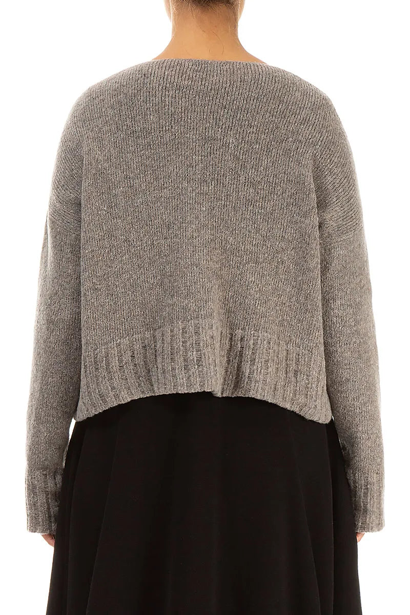 Cardigan en laine marron clair à ourlet côtelé