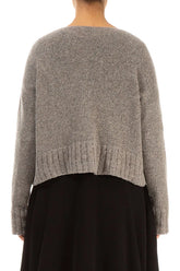 Ribbed Hem Light Brown Wool Cardigan 2