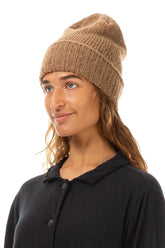Ribbed Mélange Caramel Wool Beanie Hat 1