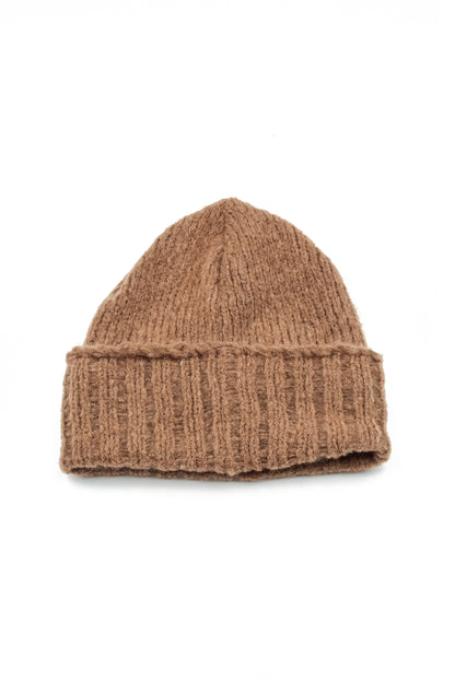 Ribbed Mélange Caramel Wool Beanie Hat 4