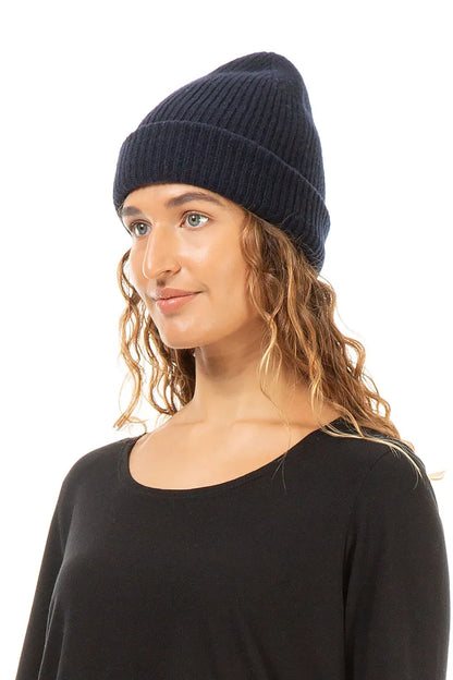 Navy Soft Wool Beanie Hat 1