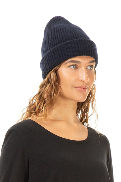 Navy Soft Wool Beanie Hat 3