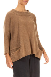 Ribbed Neck Caramel Wool Sweater 3
