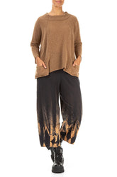 Ribbed Neck Caramel Wool Sweater 4