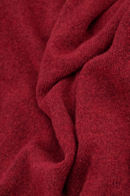 Ribbed Neck Ruby Red Wool Sweater 5