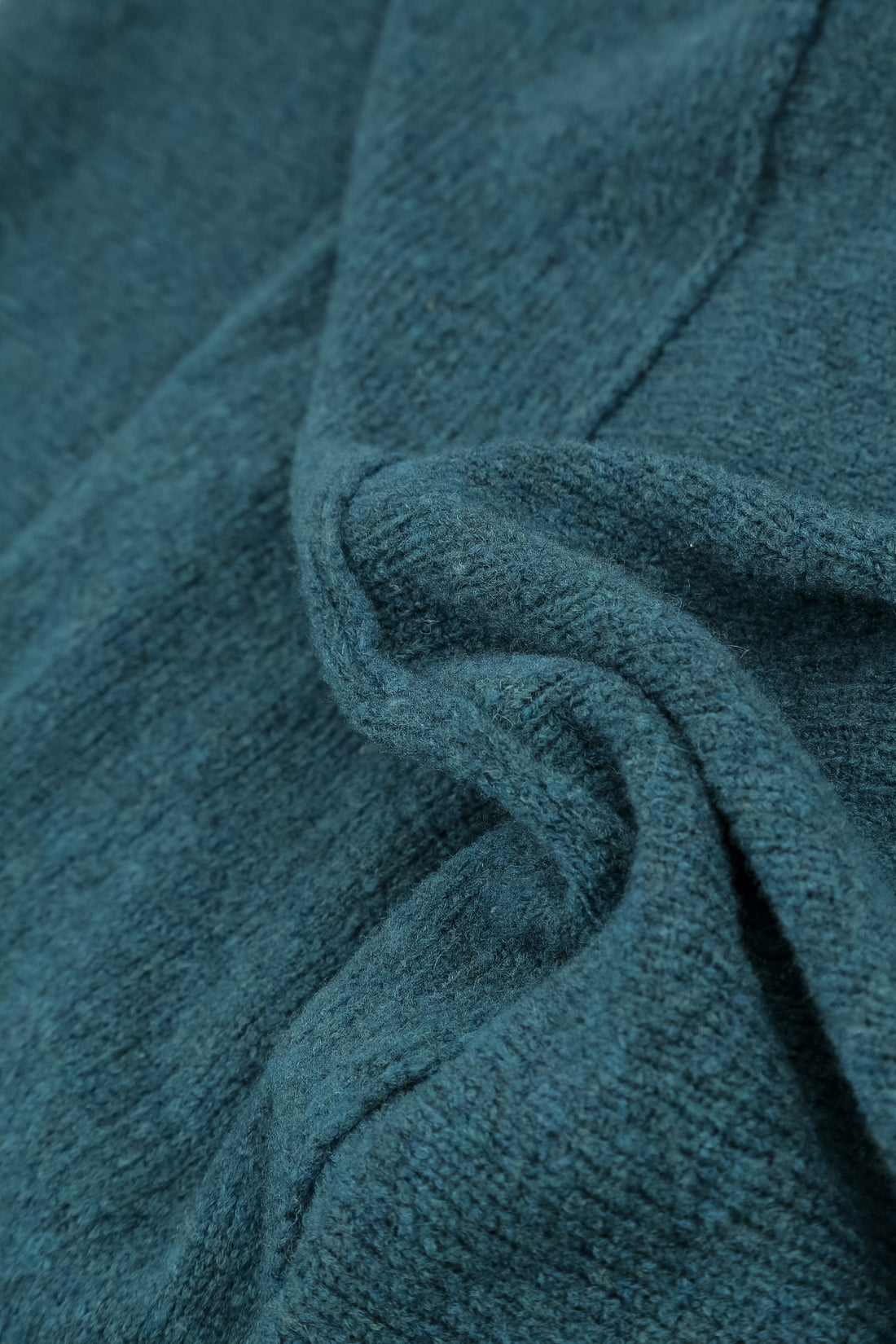 Ribbed Neck Teal Wool Sweater 5