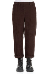 Roll Up Aged Copper Mélange Linen Trousers 1