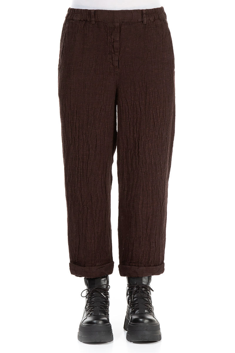 Roll Up Aged Copper Mélange Linen Trousers 1