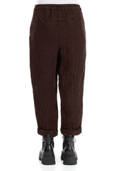 Roll Up Aged Copper Mélange Linen Trousers 2