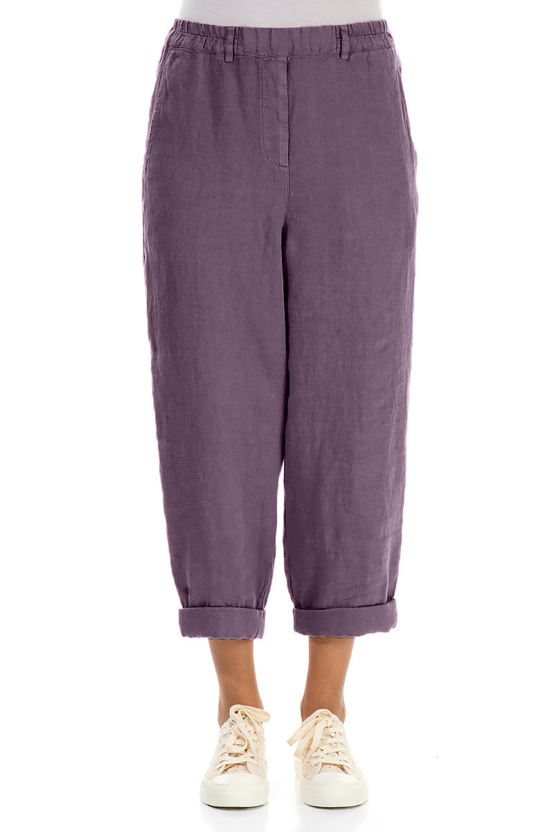 Roll Up Amethyst Linen Trousers