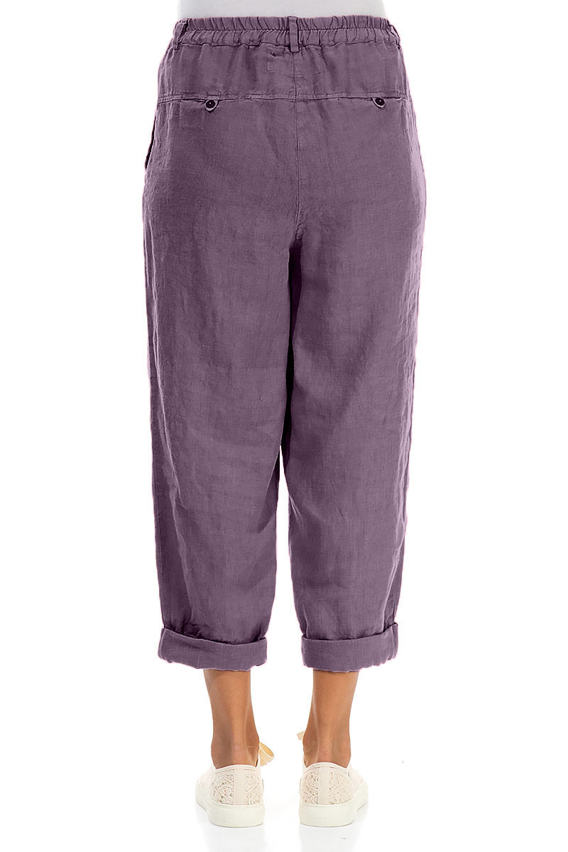 Roll Up Amethyst Linen Trousers