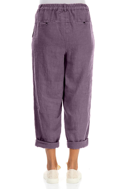 Roll Up Amethyst Linen Trousers
