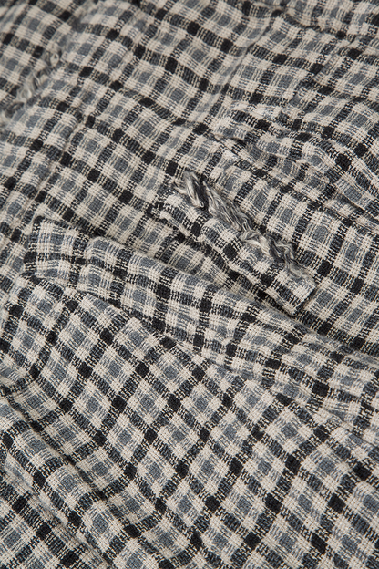 Roll Up Beige Heritage Check Linen Trousers 5