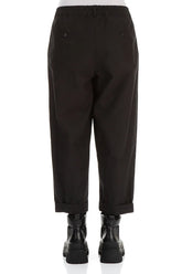 Roll Up Black Cotton Twill Trousers 2