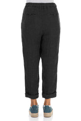 Roll Up Black Mélange Linen Trousers 2