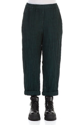 Roll Up Emerald Mélange Linen Trousers 1