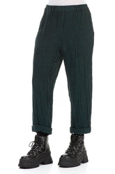 Roll Up Emerald Mélange Linen Trousers 3