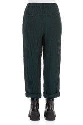 Roll Up Emerald Mélange Linen Trousers 2