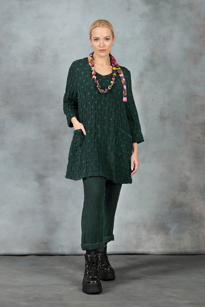 Roll Up Emerald Mélange Linen Trousers