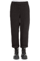 Roll Up Forest Brown Mélange Linen Trousers 1
