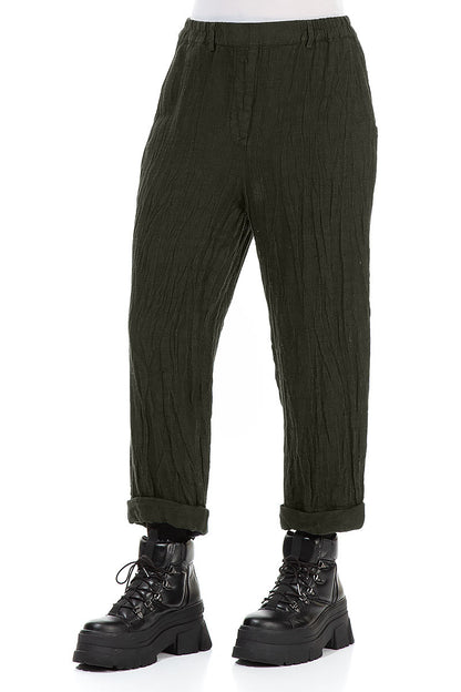 Roll Up Forest Mist Mélange Linen Trousers 3