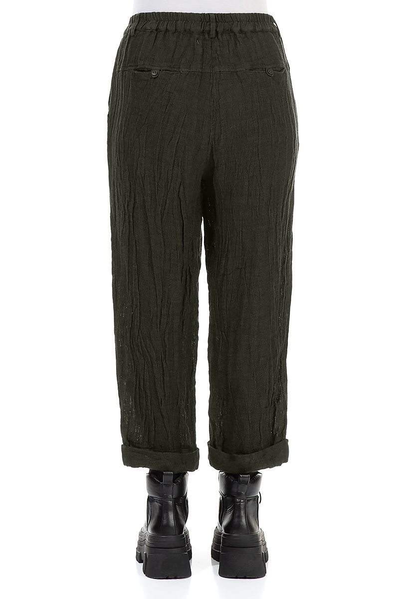 Roll Up Forest Mist Mélange Linen Trousers 2