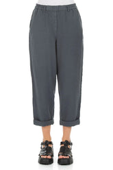 Roll Up Graphite Linen Trousers 1