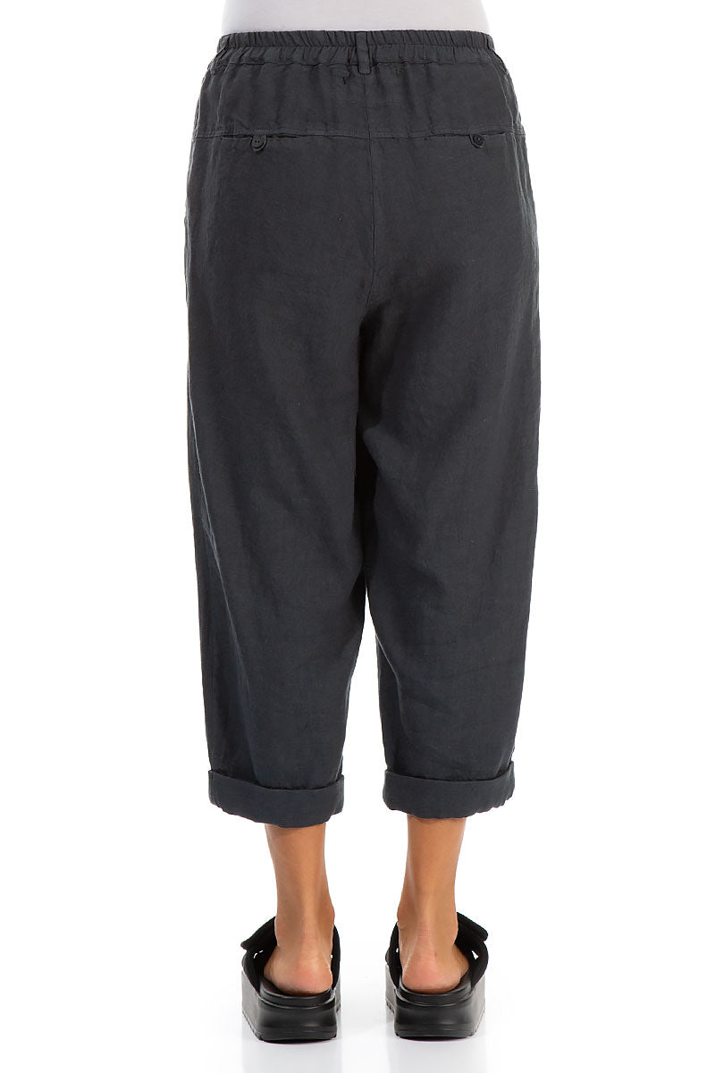 Roll Up Graphite Linen Trousers