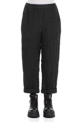 Roll Up Graphite Mélange Linen Trousers 1