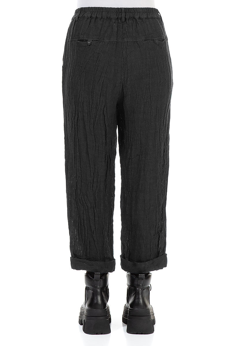 Roll Up Graphite Mélange Linen Trousers 2