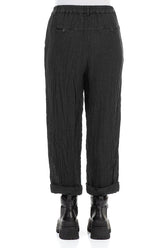 Roll Up Graphite Mélange Linen Trousers 2