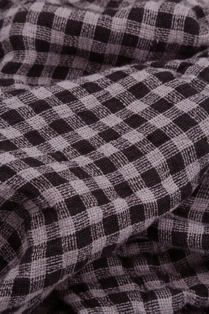 Roll Up Lilac Grey Check Linen Trousers 4
