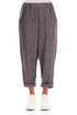 Roll Up Lilac Grey Check Linen Trousers 1