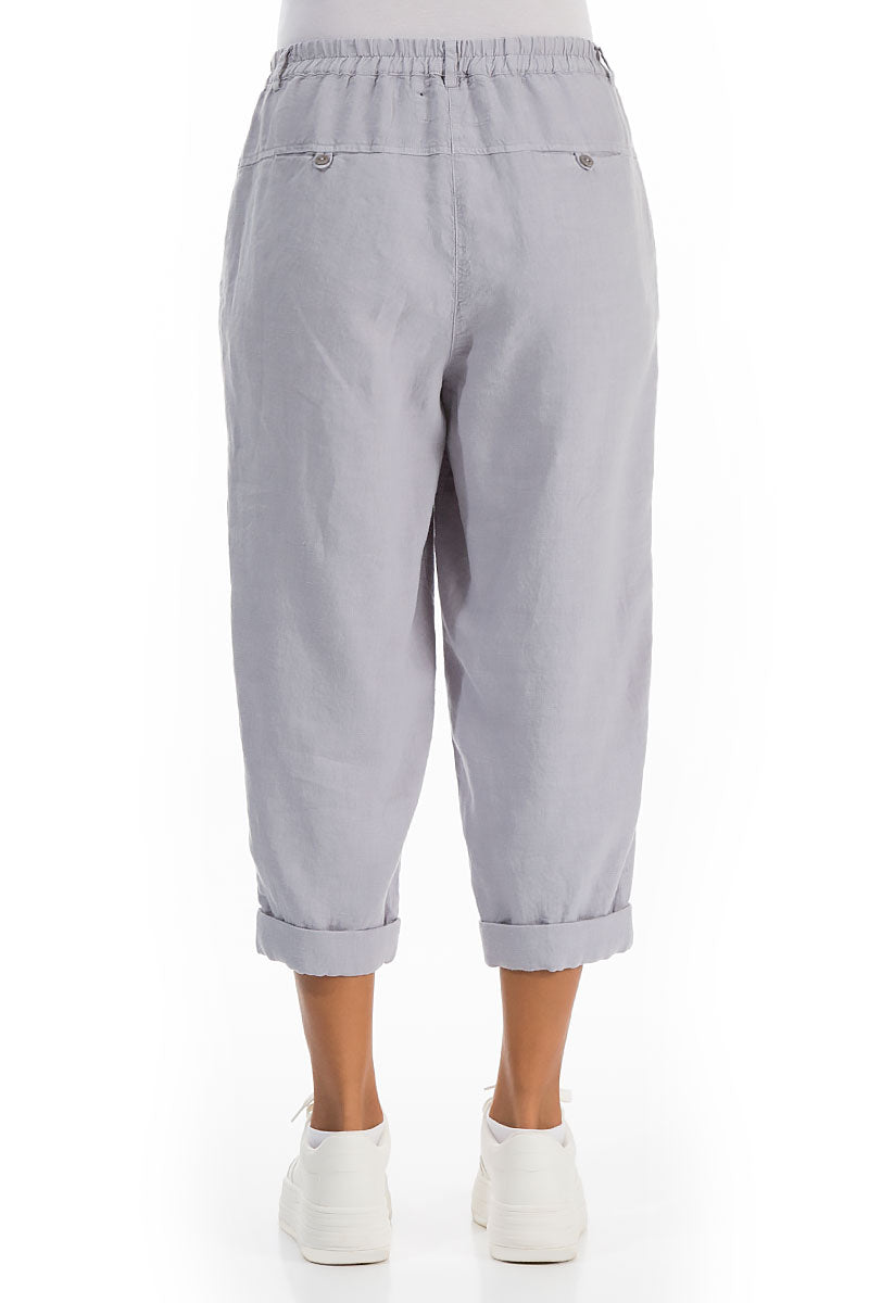 Roll Up Lilac Grey Linen Trousers