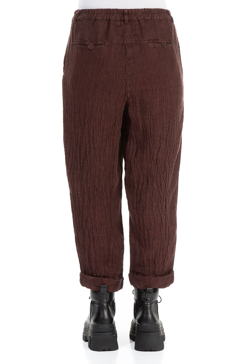 Roll Up Merlot Mélange Linen Trousers