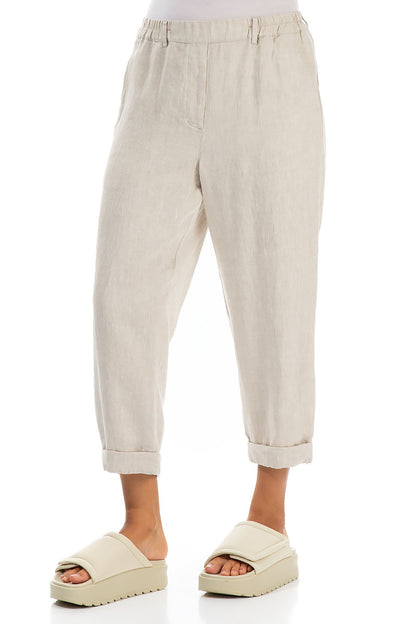 Roll Up Natural Linen Trousers