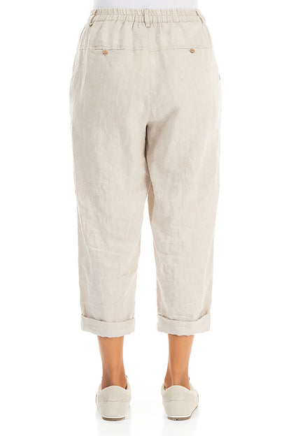 Roll Up Natural Linen Trousers 2