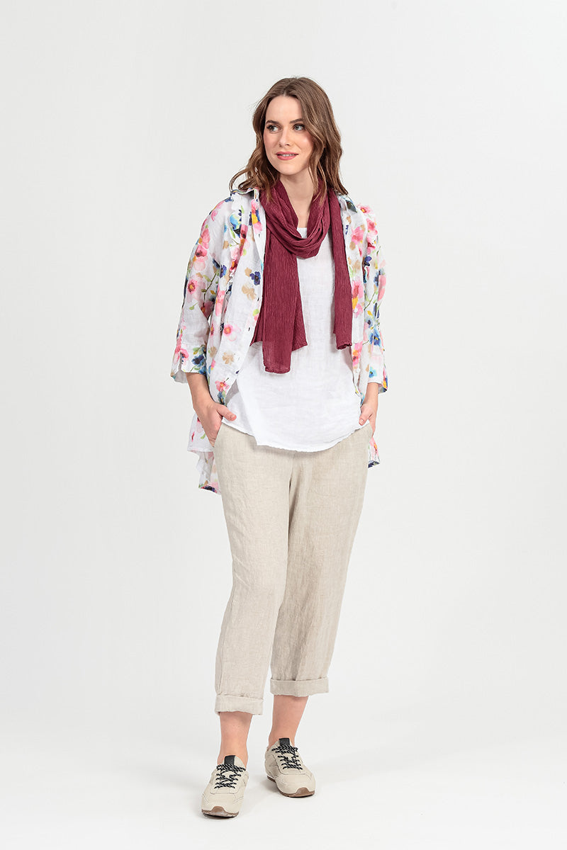 Roll Up Natural Linen Trousers 6