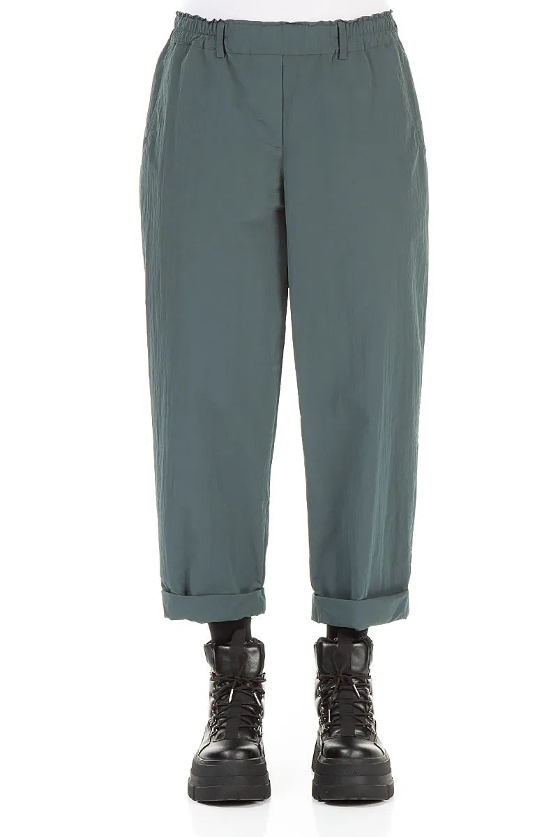 Roll Up Peacock Cotton Twill Trousers 1