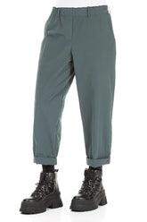 Roll Up Peacock Cotton Twill Trousers 3