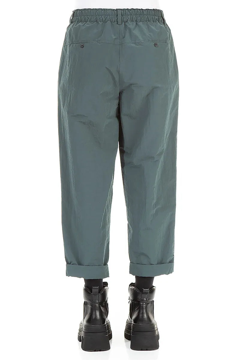 Roll Up Peacock Cotton Twill Trousers 2