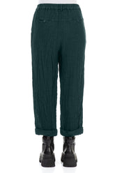 Roll Up Peacock Mélange Linen Trousers 2